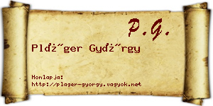 Pláger György névjegykártya